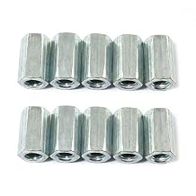 RLECS 10pcs M6x18 Long Rod Nut Hex Coupling Nut Female Thread Straight Fitting Hex Rod Galvanized Carbon Steel Threaded Bar Rod M6 X 1-Pitch 18mm Length
