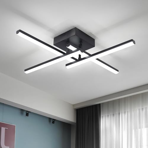 Modern Ceiling Light LED, 24W Black Ceiling lamp 4 Built-in LED Boards, 6500K Cool White Elegant Design Ceiling Light Fixture for Bedroom Hallway Living Room Dining Room Corridor Kitchen