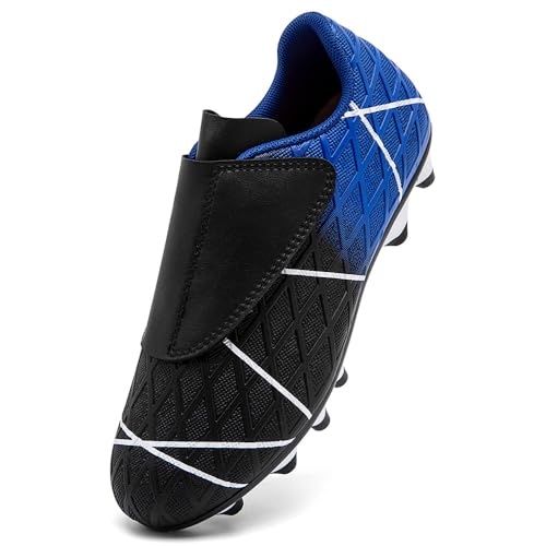 VTASQ Zapatos de Fútbol Niño Profesional Zapatos de Entrenamiento Adolescentes Deporte Atletismo Botas de Fútbol Cesped Artificial Zapatillas de Fútbol Azul Negro EU32
