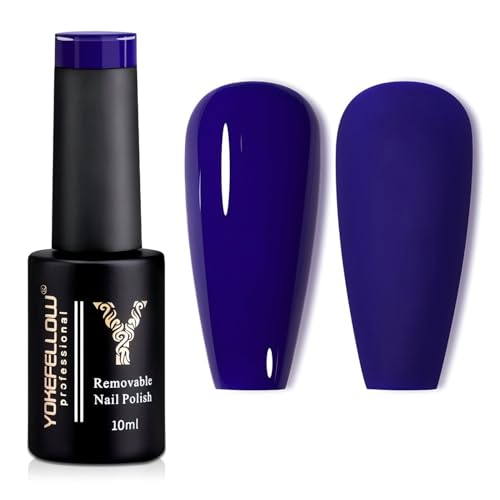 YOKEFELLLOW Vernis Semi Permanent Bleu - 10ML Soak Off UV LED Vernis Gel Semi Permanent Bleu Pour Nail Art Gel French Manucure