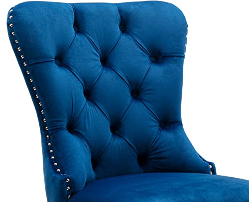 Kmax Velvet Elegant Upholstered Dining Chairs, Armless Accent Chair With Ring Pull Acrylic Legs, Set Of 2 - Blue #TOP4