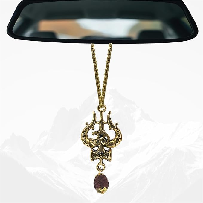 Metal Shiva Trishul Car Hanging Accessories, Maha dev Hanging Ornament Idol for Car Pack of 2 by The Great Indian Store