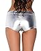 iHeartRaves Metallic Booty Shorts for Women - Shiny Dance Rave Bottoms (Silver, Medium)