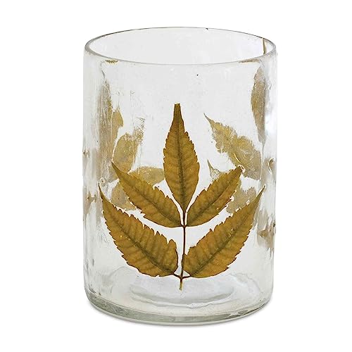 Dried Leaf Glass Candle Holder - 4