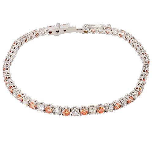 14K White Gold Lab-Grown Pink and White Diamond Bracelet Stackable (5.00 cttw, G-H Color, VS2-SI1 Clarity) 7"4