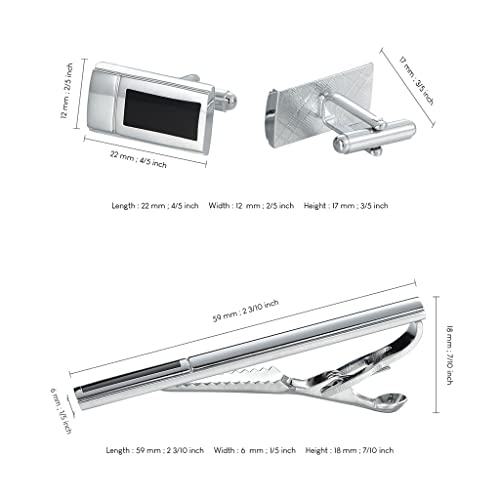 xiukou Manchet Elegante Zakelijke Partij Mannen Zilveren Stropdas Clip Pin Set Casual Das Clip Manchetknopen (Color : A, Size : As the picture shows) - Image 6