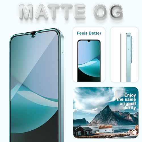 Image of ArmourPro Anti Glare Matte Tempered Glass for 15C and Poco C85, Anti Fingerprint Screen Protector, 9H Scratch Resistant, Smooth Touch, Easy Installation Kit with Cable Protector