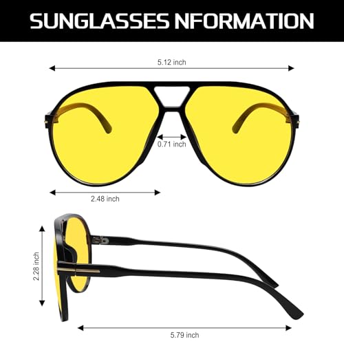 Image of GUVIVI Retro Aviator Sunglasses for Women Men Oversized Classic 70s Vintage Trendy Tangle Free Square Aviators Sun Glasses