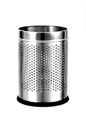 Image of OPR 6 Ltr Stainless Steel Open Perforated Dustbin Without Lid| Waste Bin For Home, Bedroom, washrooms, Office, Kitchen, Bathroom| Small Dustbin- Silver| (7X11 Inches- 6 LTR)