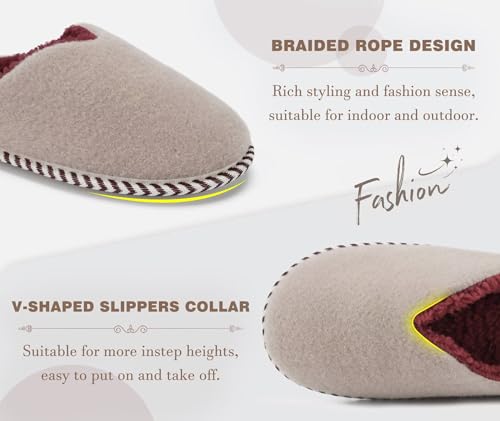 Image of KuaiLu Womens Supportive Memory Foam Slippers Felt Fuzzy Lined Heel Cushion Lightweight House Shoes for Indoor Outdoor