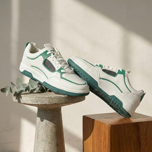 Image of Liberty LEAP7X JETSTEP-E Sneakers for Men - White & Green Sporty Casual Shoes | Memory Foam Cushioned Insole, Lightweight Lace-Up Sneakers for Walking, College, Travel & Casual Outings