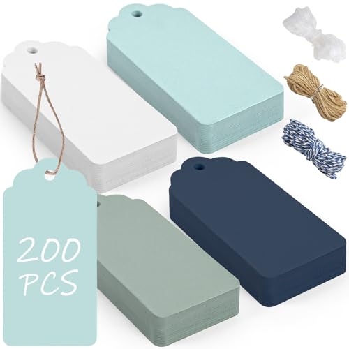 SallyFashion 200 PCS Gift Tags with String Attached, 1.57