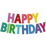 KatchOn, Rainbow Happy Birthday Banner - Glitter, 10 Feet | Rainbow Happy Birthday Sign for Backdrop | Birthday Decorations | Party Decorations