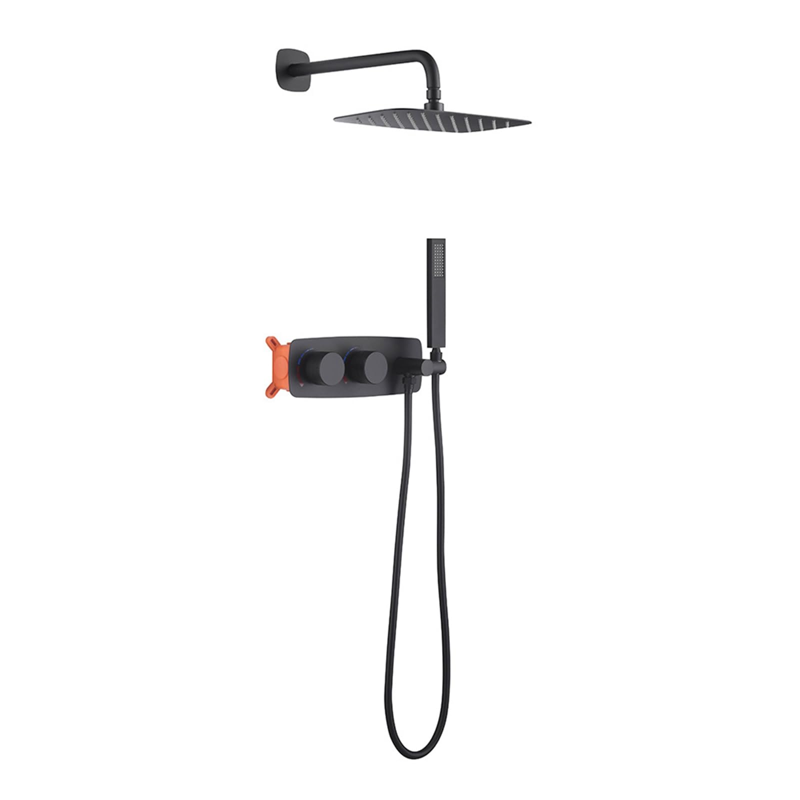 Évitez le calcaire avec cet ensemble de douche encastré noir en laiton durable