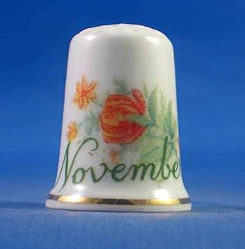 Porcelain China Thimble - Flower of The Month - November