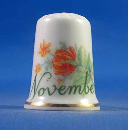 Porcelain China Collectable Thimble Flower of the Month November