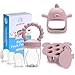 Baby Fruit Feeder & Breastmilk Popsicle Mold Set – 3 Pack Silicone Teething Relief Kit with Food Feeder Pacifier, Freezer Tray with Lid & Baby Teether (Blush)