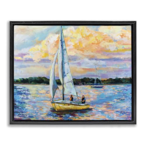 Nautical Sailboat Landscape, 16 x 20 Inch Canvas in Floater Frame