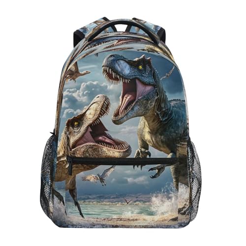 Dinosaur Fighting Backpack for School Boys Girls Adults Kids Bookbag Laptop Bag 15L