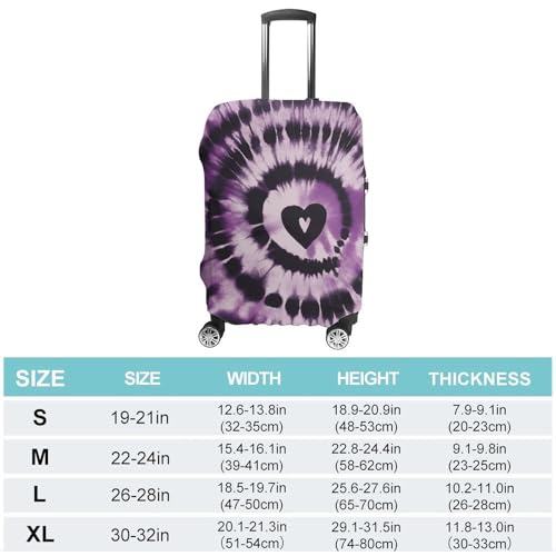 Purple Tie Dye Luggage Cover, Elastic Luggage Protector Fits 19-32in Suitcases, Washable & Anti-Scratch Suitcase Cover for Men Women M2