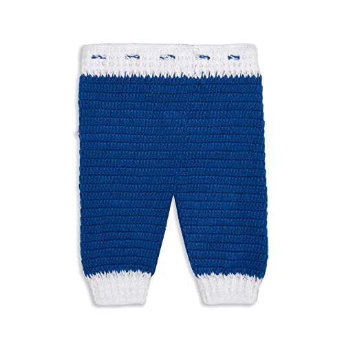 Image of Handmade Knitted Crochet Sweater Pyjama with Cap & Shoes for Boys & Girls for Wedding Birthday Party Photography Baby Showers New Born 0-24 Months (Blue)