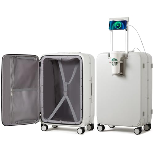 mixi 26" Smoke White Checked Luggage with Spinner Wheels