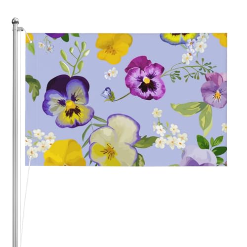 flores de pensamiento,Bandera decorativa para jardín, de doble cara, de 2 x 3 pies, para exteriores e interiores.
