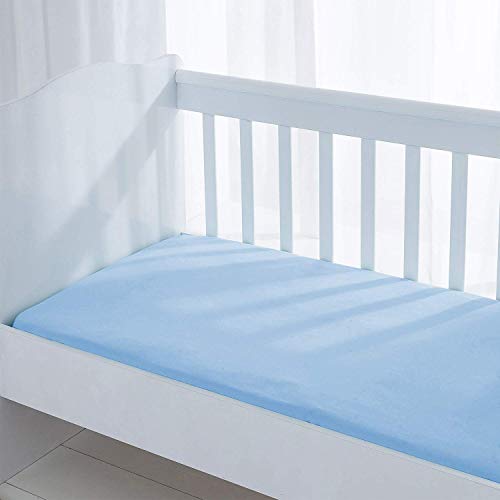 Dudu N Girlie Cot Bed Cotton Fitted Sheets, Blue, Cot (60 x 120 cm)