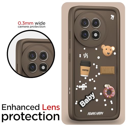 Image of Outlouders Back Cover for OnePlus 13R 5G | 3D Cartoon Bear Cute Fun Silicone Full Body Protection Bumper Case (Brown)