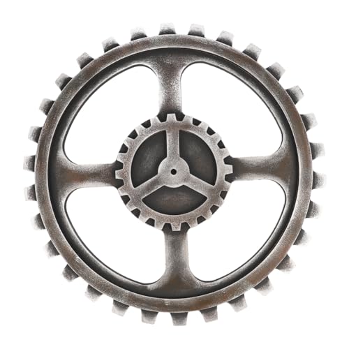 Roue à engrenages vintage en bois pour habiller un mur de bureau impersonnel
