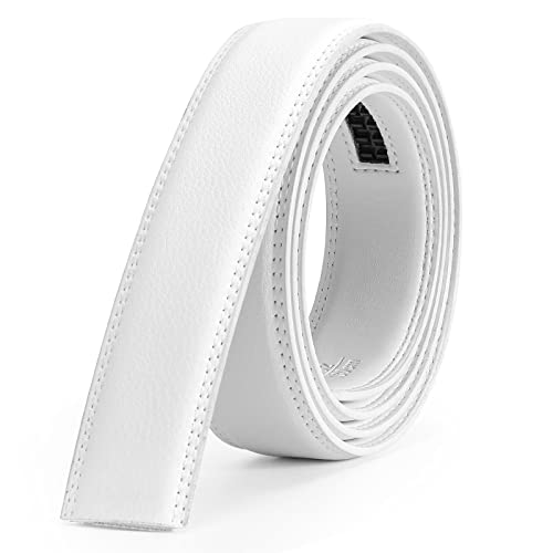 JASGOOD Men's Leather Ratchet Belt Strap without Buckle, Replacement Leather Belt Strap 35mm/1.38