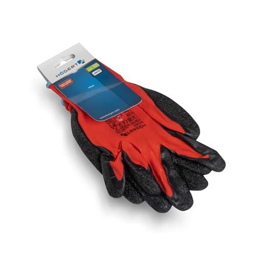 Högert Technik RODER latexbeschichtete Schutzhandschuhe rot/schwarz Größe 10, hohe Abriebfestigkeit, flexibler Grip, ideal für präzise Montage- und Wartungsarbeiten