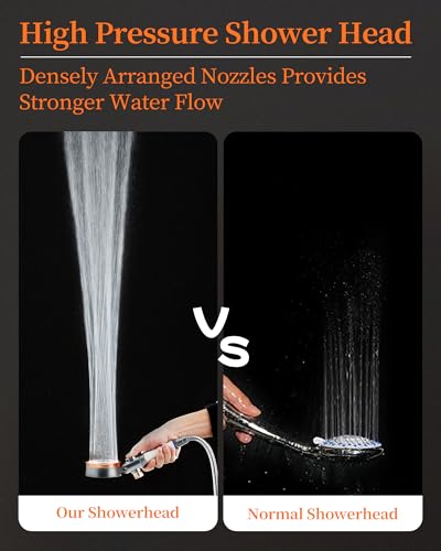 Shower Head with Filter for Hard Water, 3 Shower Modes, Water Saving with Adjustable Pressure, Universal Handheld Shower