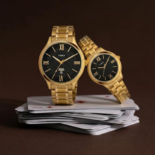 Image of TIMEX Empera Round 43mm Black Dial Analog Pair Watch - TW00PR283