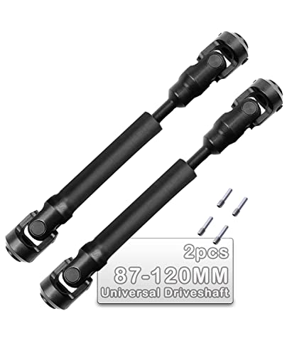 2PCS 87-120MM Universal Drive Shaft RC Upgrades for 1/10 Axial SCX10 SCX10-II Redcat D90 Gen7 /Pro RC4WD GEN8 RC Crawler,RC Upgrade Parts Hop-Ups,Steel Full Metal Drive Shaft,Black (87-120 MM,2PCS)
