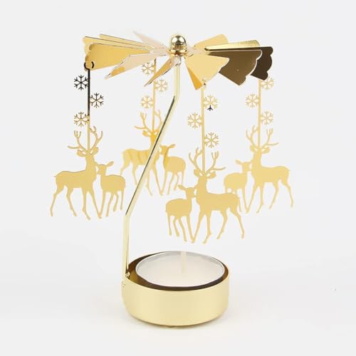 VIDSTW Teelicht Karussell Karussell Weihnachten Kerzenhalter Goldener...
