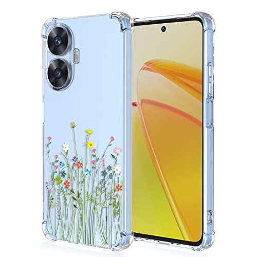 Clear Cover per Realme C55 Motivo Fiori Floral Custodia Trasparente Antiurto Morbido Bumper Case - Flower Bush tpu