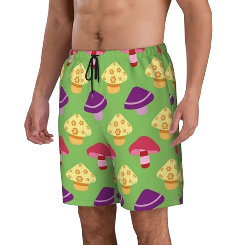 Men's Beach Shorts Mushrooms Pattern Mens Swim Trunks Board Shorts with Pockets Swimwear Bathing Suits2