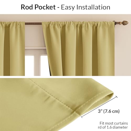 Image of HOMEMONDE Window Curtains 6 Feet Set of 2 - Thermal Insulation, Room Privacy Blackout Curtain with Black Backing, Rod Pocket & Fade Resistant Drapes - (72 Inch, Golden)
