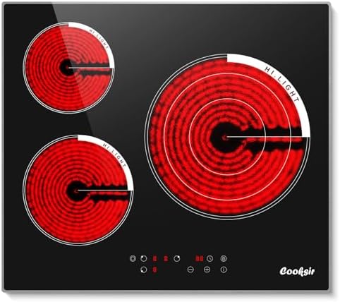 24 Inch Electric Cooktop 3 Burner 5700W
