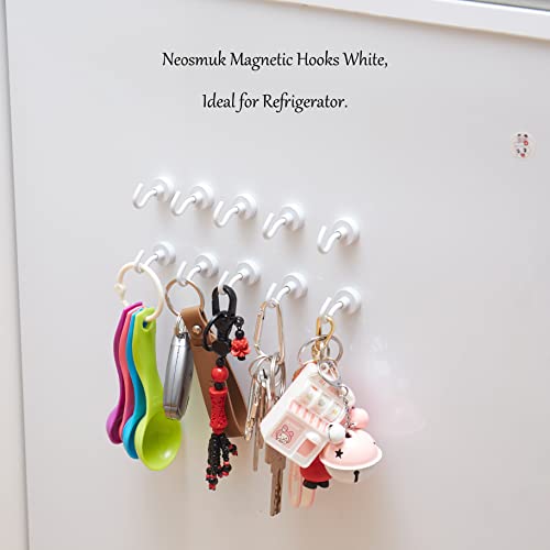 Image of Neosmuk Magnetic Hooks,30lb+ Heavy Duty Earth Magnets with Hook for Refrigerator, Extra Strong Cruise Hook for Hanging, Magnetic Hanger for Cabins, Grill (White, 6 Pack) | Heavy Duty Strong Magnet Hook, Cruise Essentials 2026 for Hanging, Metal Wall Refrigerator Hangers