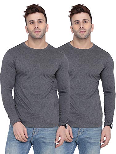 Image of Self Design Men Full Sleeve Round Neck Multicolor T-Shirt (Pack of 2)