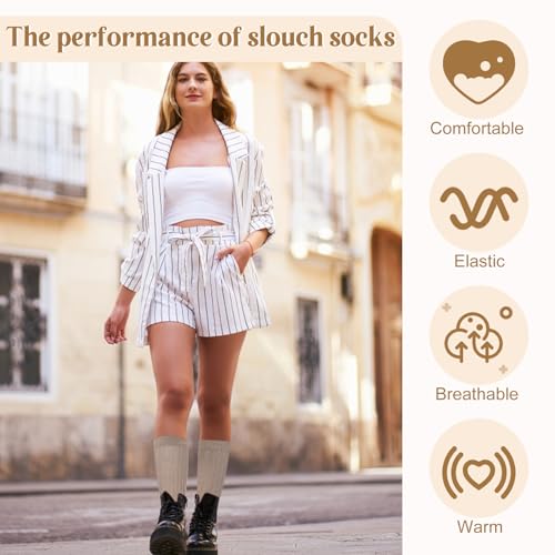 Justay 5 Pairs Slouchy Socks for Women - Slouch Long Crew Knit Boot Athletic Calf Tube Scrunch Socks3