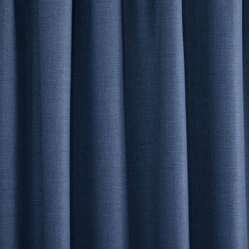 Enhanced Living Harvard Linen 100% Blackout Curtains, Navy Thermal, Tape Top - Image 3