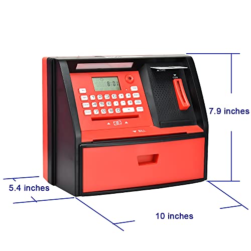 Talking ATM Savings Bank, Digital Piggy Bank, ATM Money Coins Machine for Kids Birthday Gift (Red/Black) by LIKE - Image 4