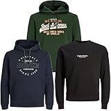 Jack & Jones JACK & JONES Herren Kapuzenpullover Übergröße Big Plus Size Hoodie Sweatshirt Sweat 3XL 4XL 5XL 6XL 7XL 8XL TE8b4 (8XL, 3er Pack PS #57)