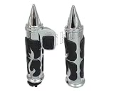 Motorcycle Black Chrome 25.4mm/1 Inch Rubeer Fire Flame Hand Grips Handlebar Bars Grips With boss throttle for YAMAHA V-STAR 650/1100 (CLASSIC/CUSTOM/SILVERADO) From 1998