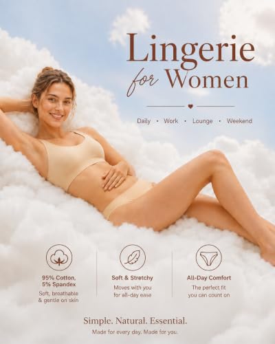 Image of FINETOO Cotton Underwear for Women Sexy Cheeky Bikini Panties Lingerie
