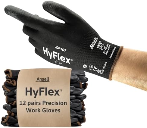 Ansell 48-101-10 Sensilite Gloves, Size 10, Black, Pack of 12