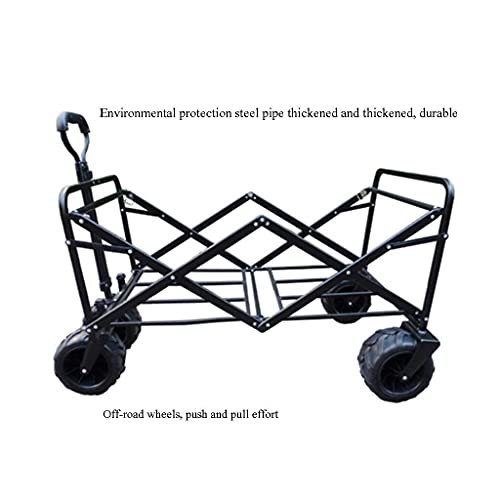 Carrito plegable pesado para jardín y playa, carrito manual con ruedas neumáticas, plegable fácil y resistente, capacidad de carga 75 kg miniatura 2